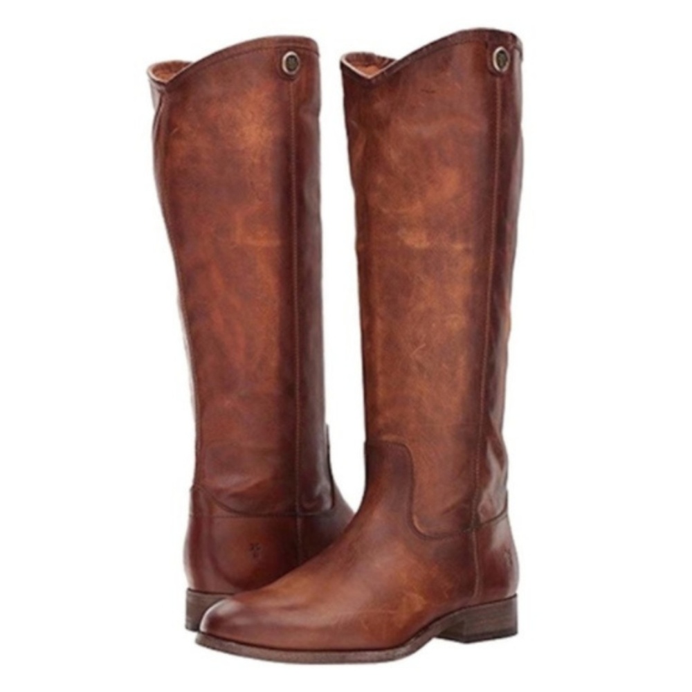 FRYE MELISSA BUTTON BOOTS ~ 7 ~ BROWN LEATHER ~